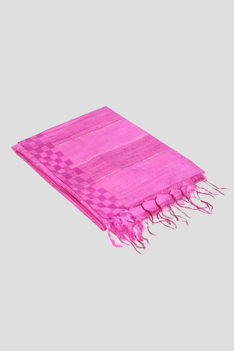 Pink color pure tusser silk saree