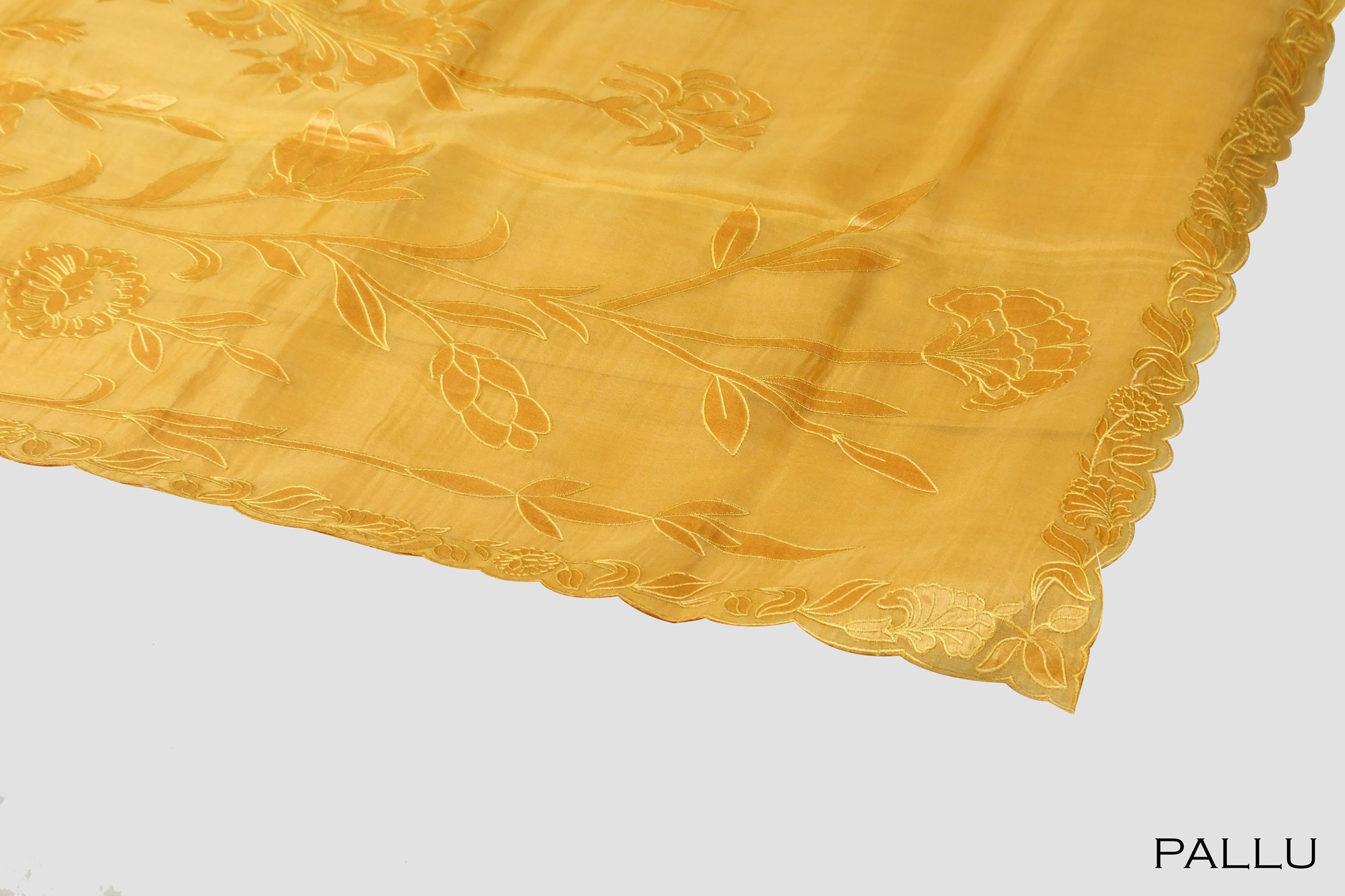 Yellow color Organza saree,