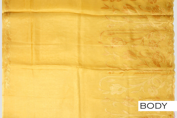 Yellow color Organza saree,