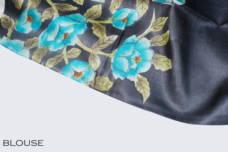 Ash color Tusser silk saree.