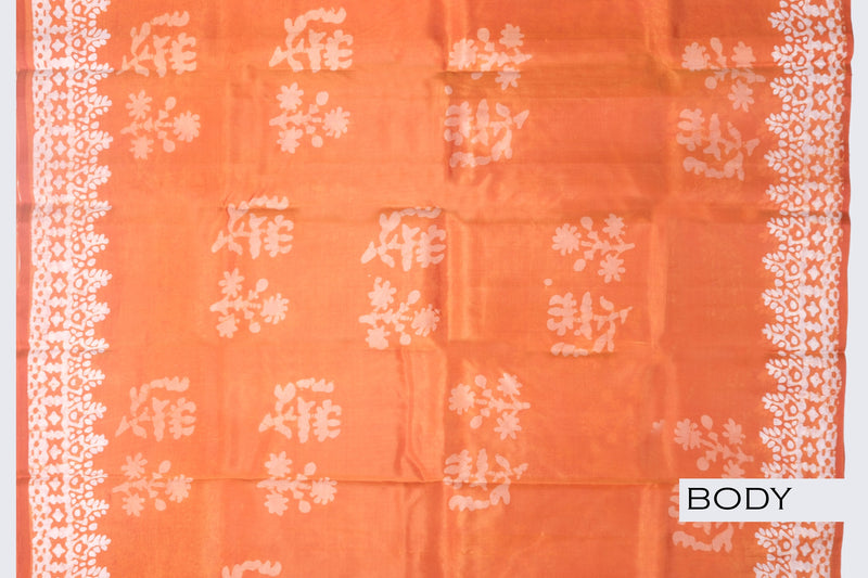 Orange color Tusser silk saree,