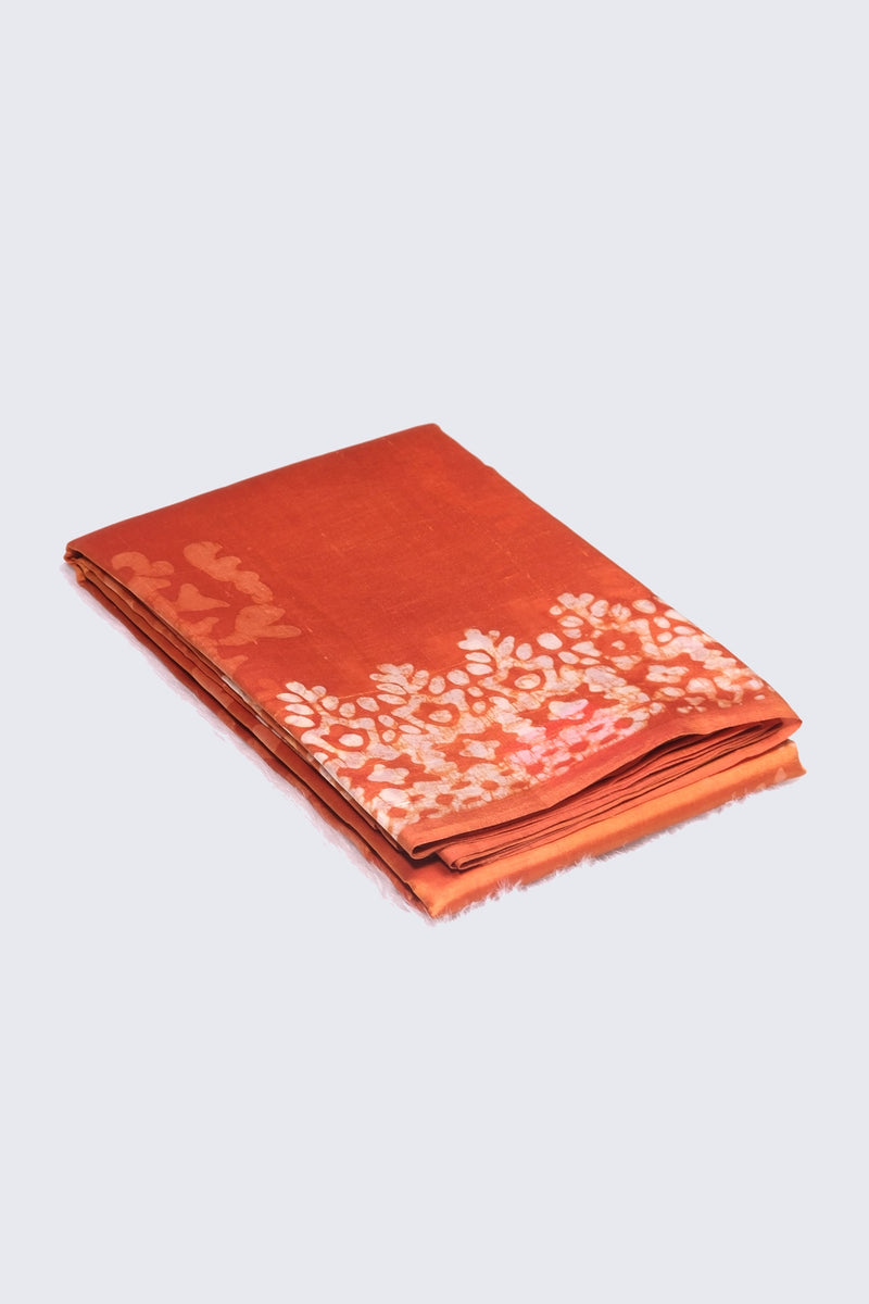 Orange color Tusser silk saree,