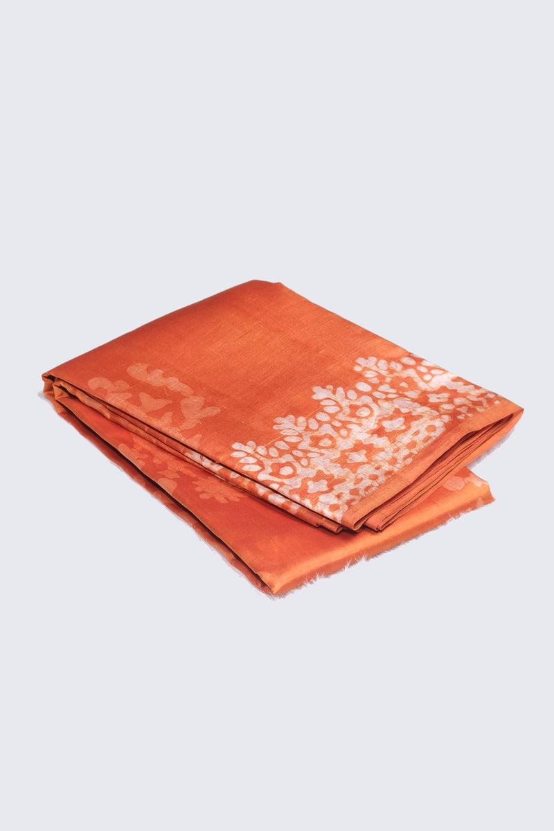 Orange color Tusser silk saree,