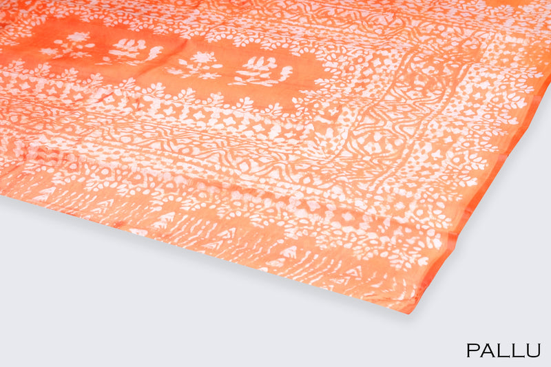 Orange color Tusser silk saree,