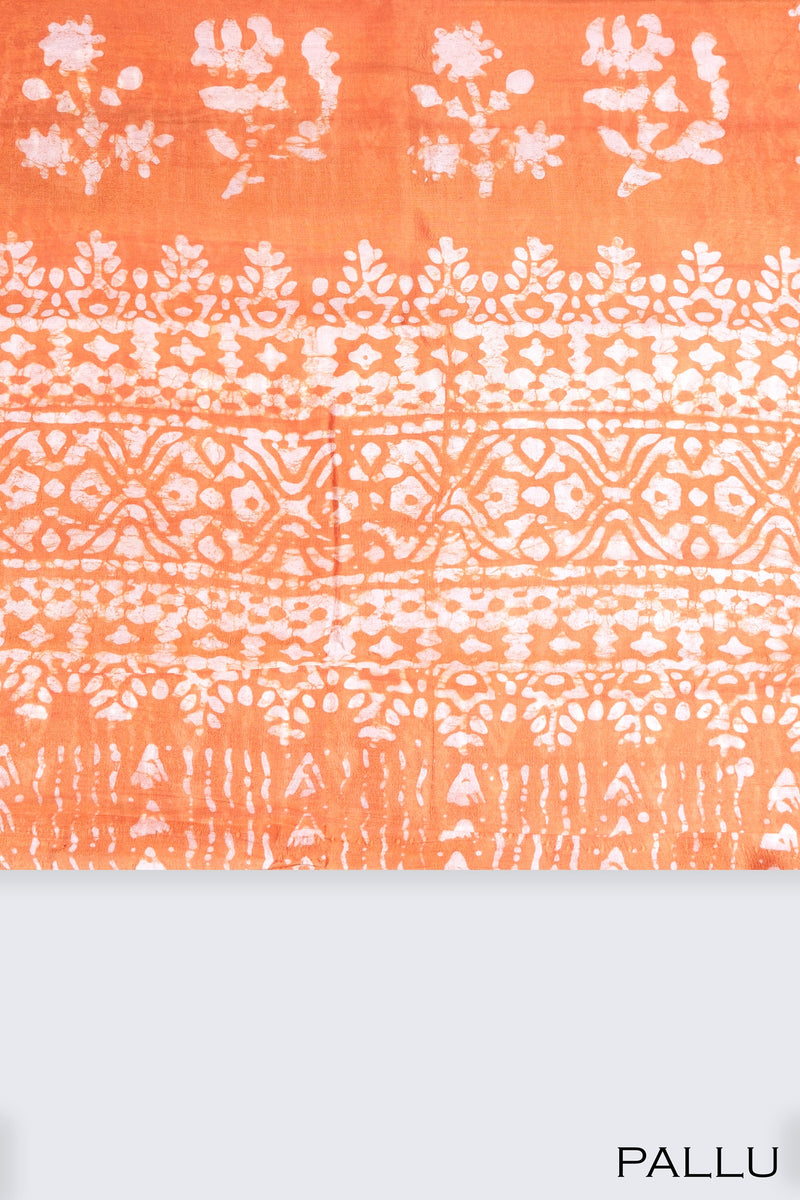Orange color Tusser silk saree,