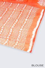 Orange color Tusser silk saree,