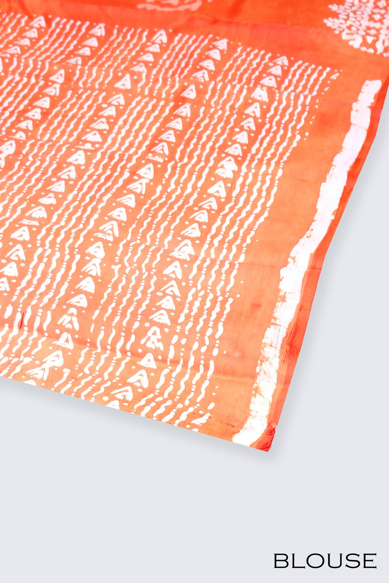 Orange color Tusser silk saree,