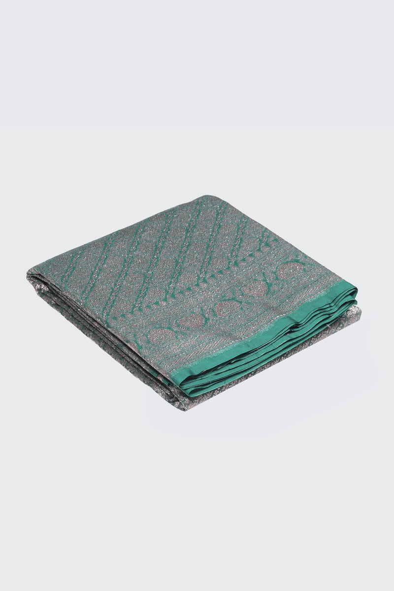 Teal green color Banarasi saree