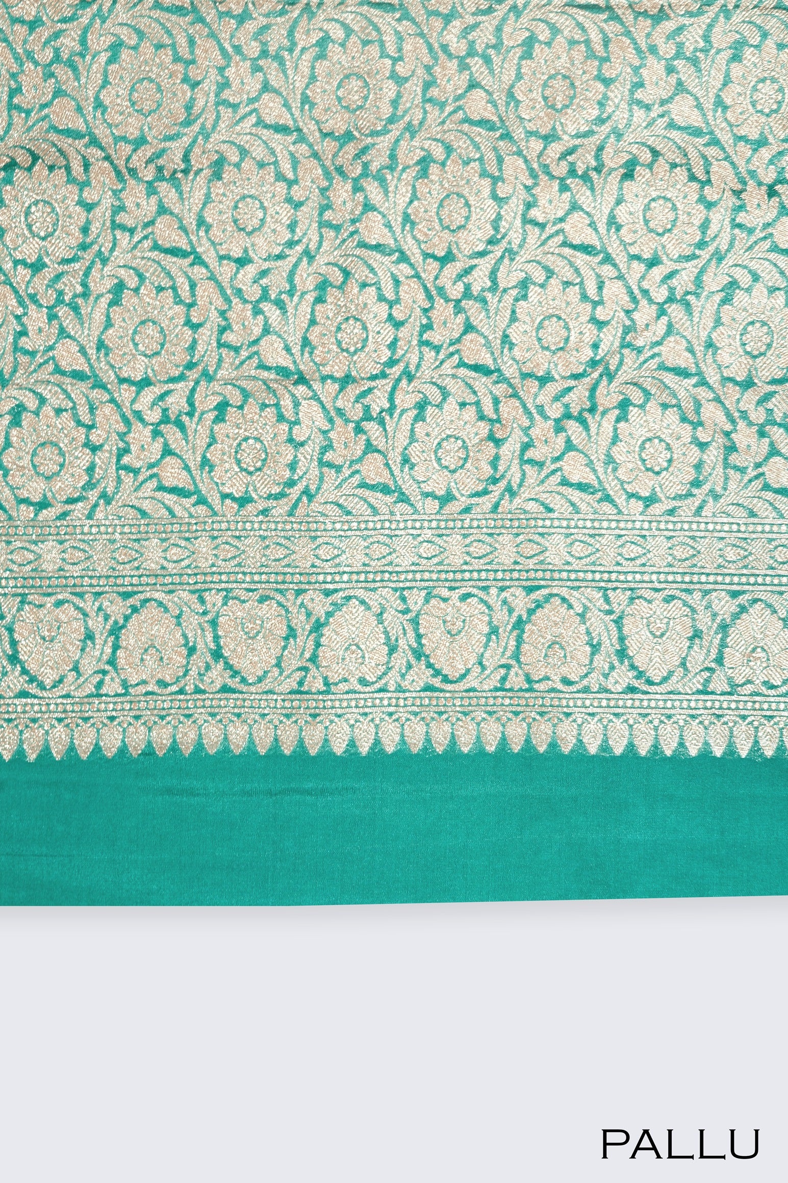 Teal green color Banarasi saree