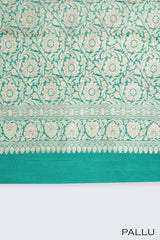 Teal green color Banarasi saree