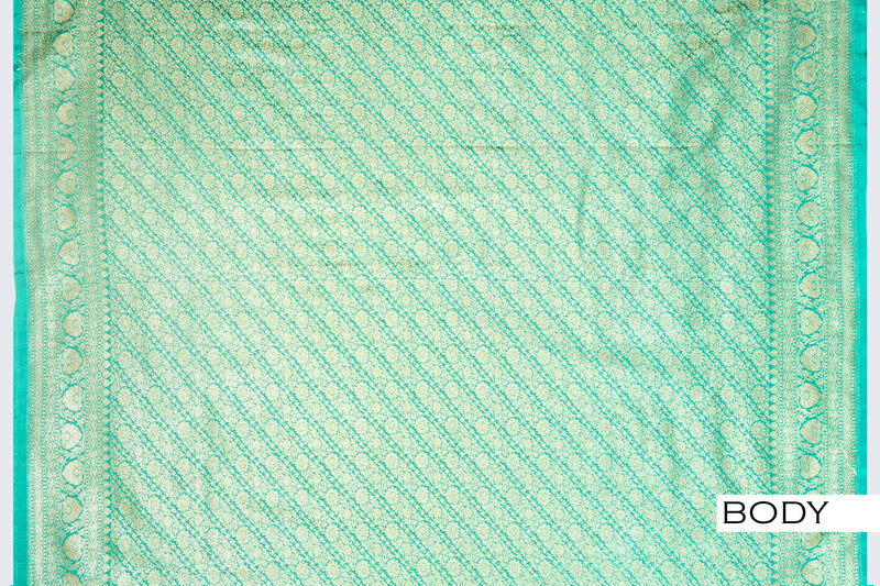 Teal green color Banarasi saree
