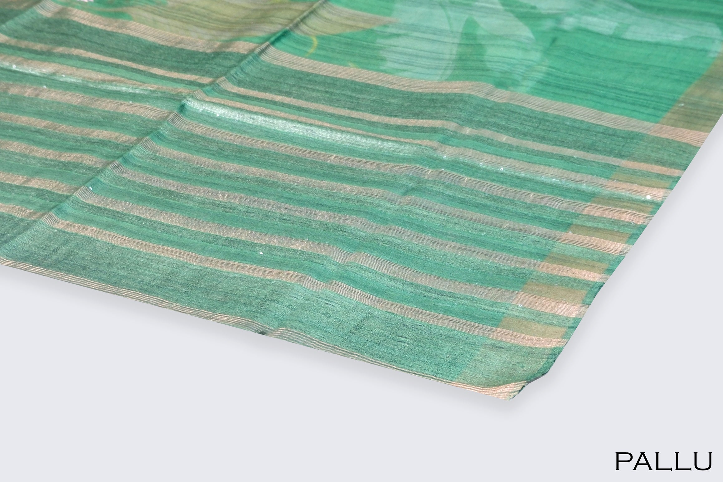 Green color pure Tusser silk saree.