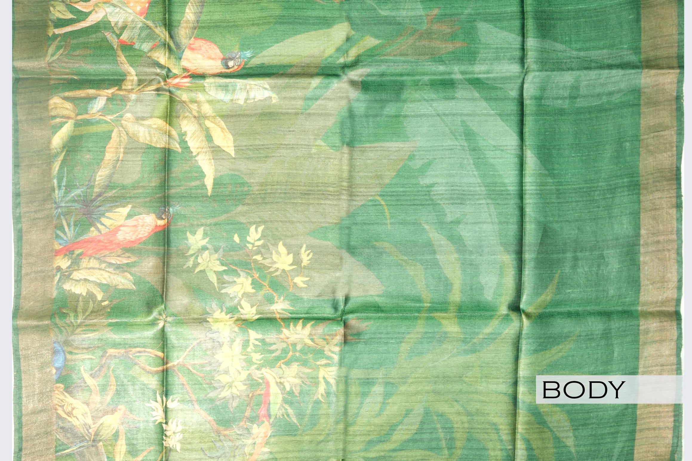 Green color pure Tusser silk saree.