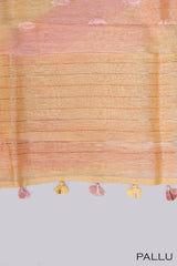 Peach color semi linen saree.