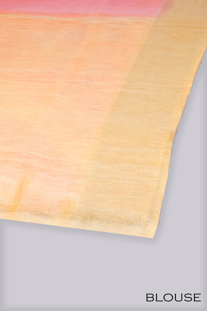 Peach color semi linen saree.