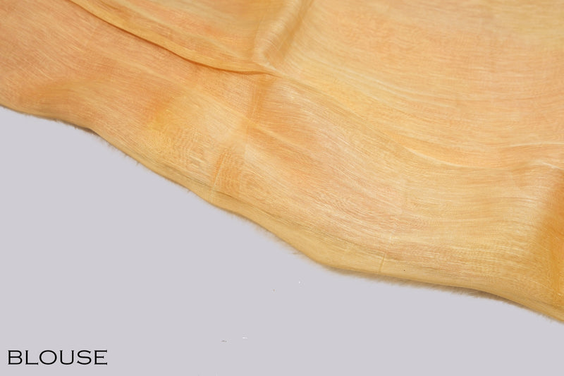 Peach color semi linen saree.