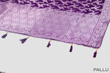 Violet color georgette Banarasi saree.