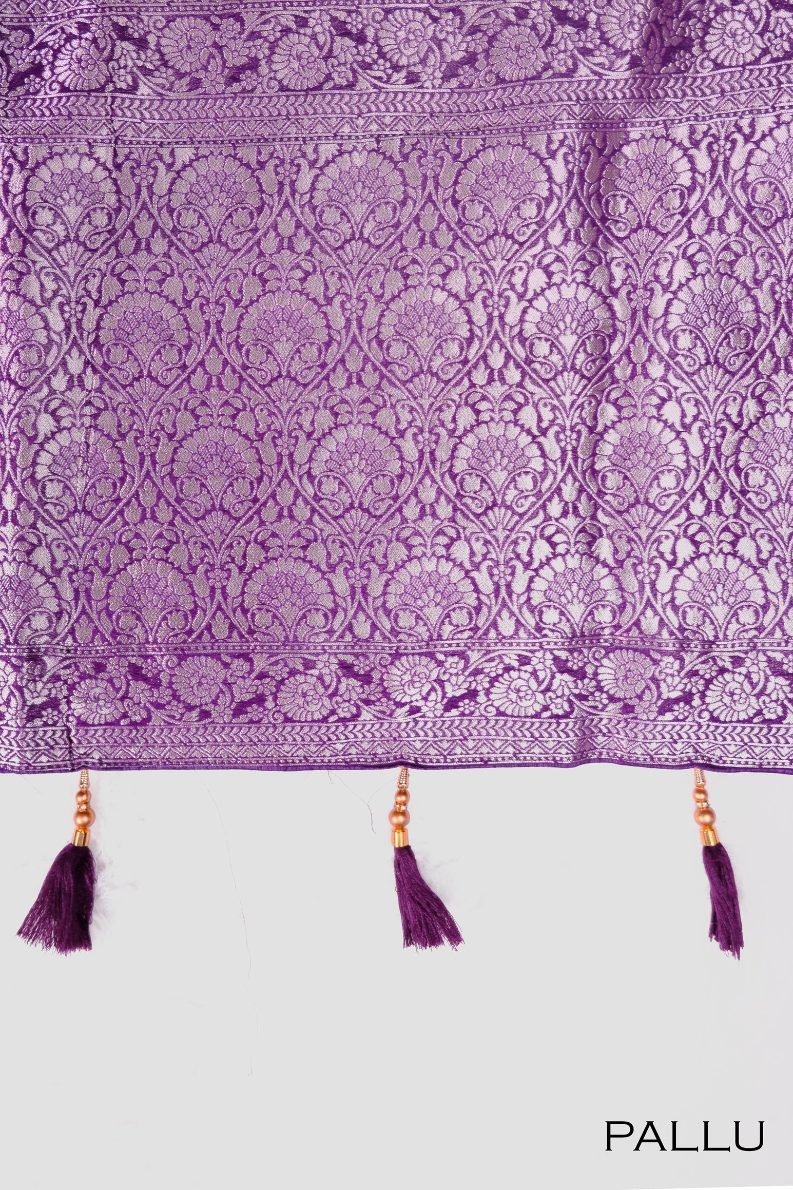 Violet color georgette Banarasi saree.