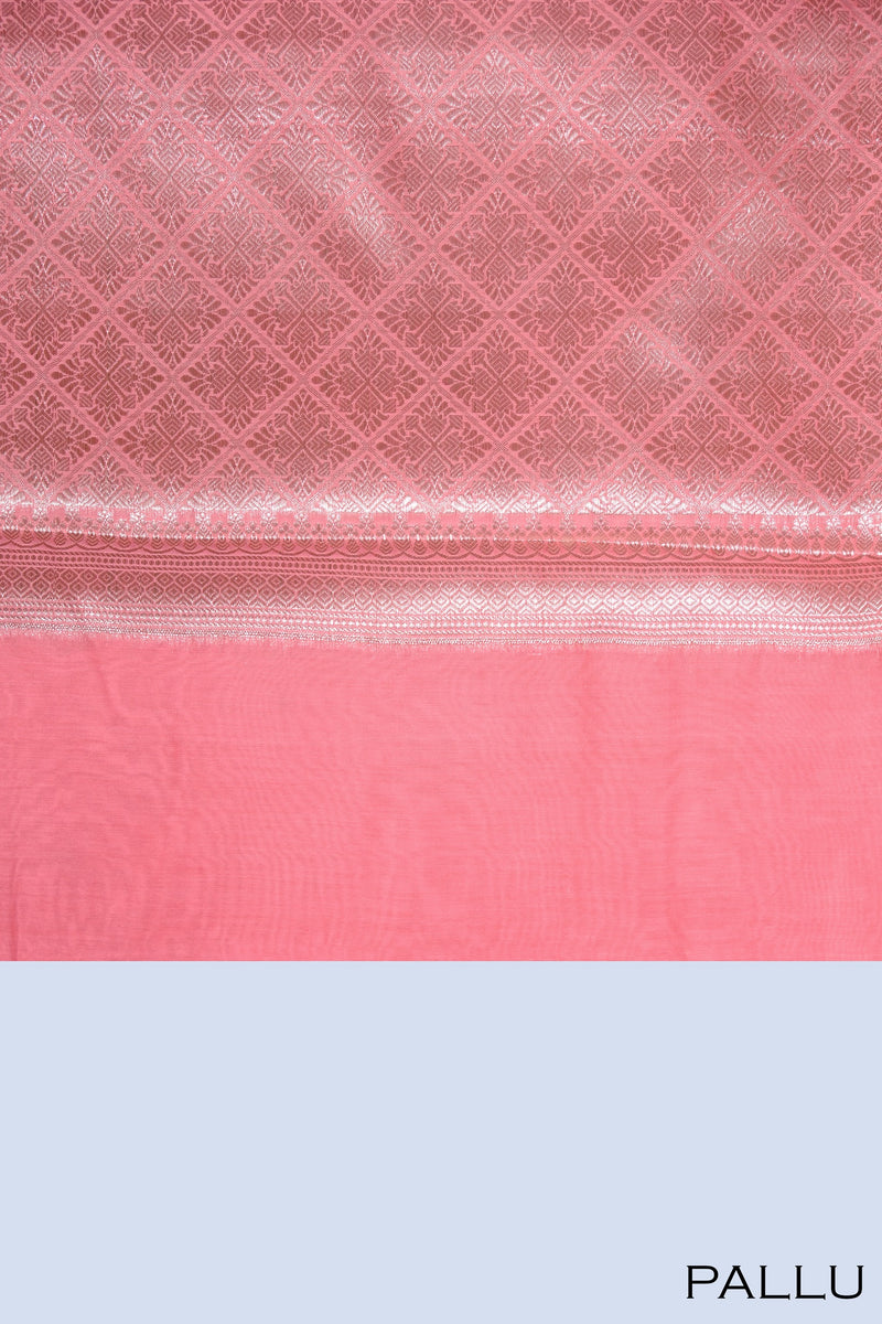 Light pink color chanderi silk saree.