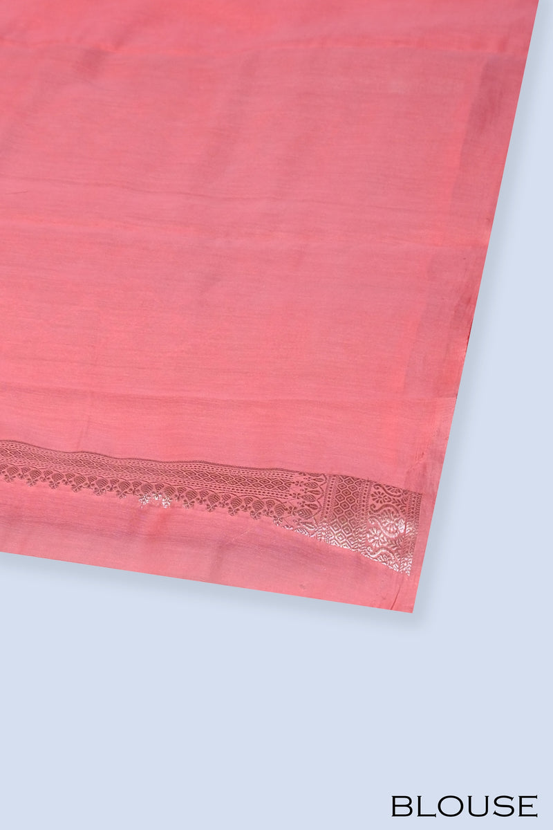 Light pink color chanderi silk saree.
