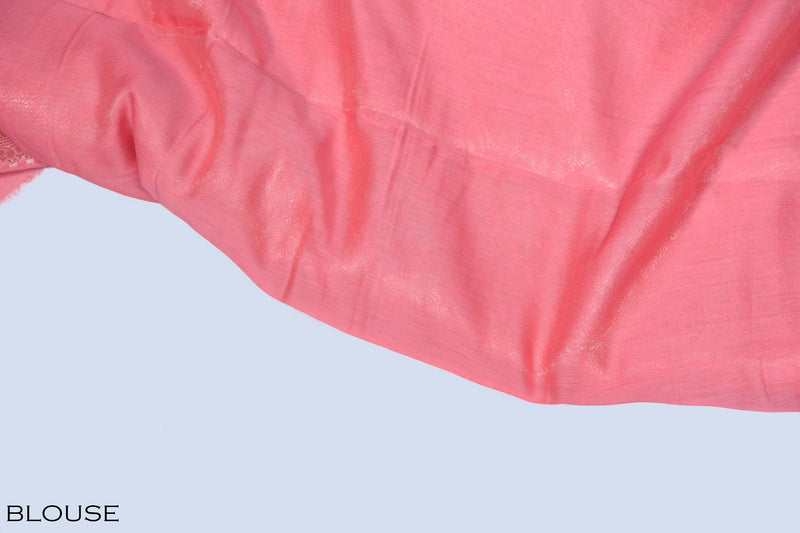 Light pink color chanderi silk saree.