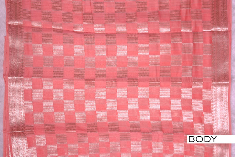 Light pink color chanderi silk saree.
