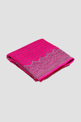 Rani pink color Banarasi saree.