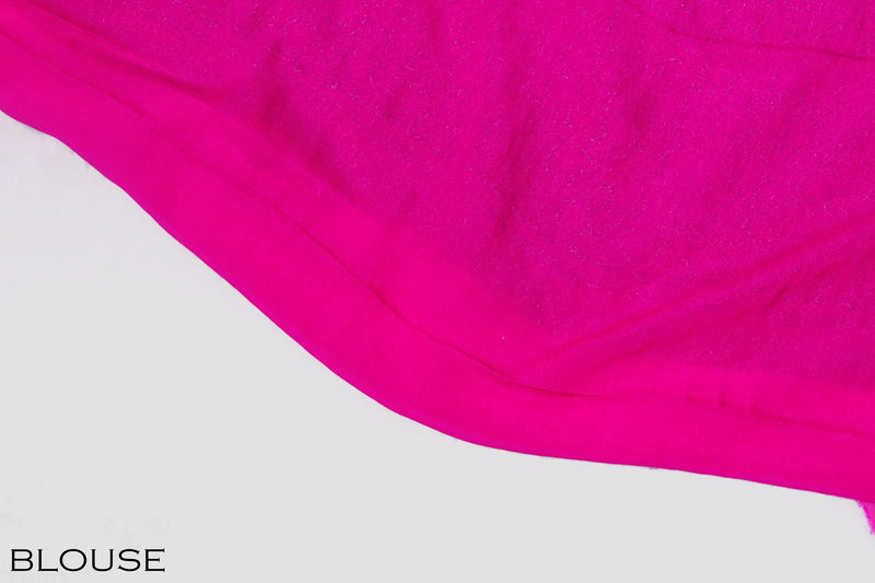 Rani pink color Banarasi saree.