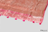 Pink color organza saree.