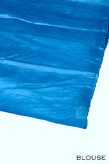 Peacock blue color pure Tusser silk saree.