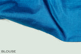 Peacock blue color pure Tusser silk saree.