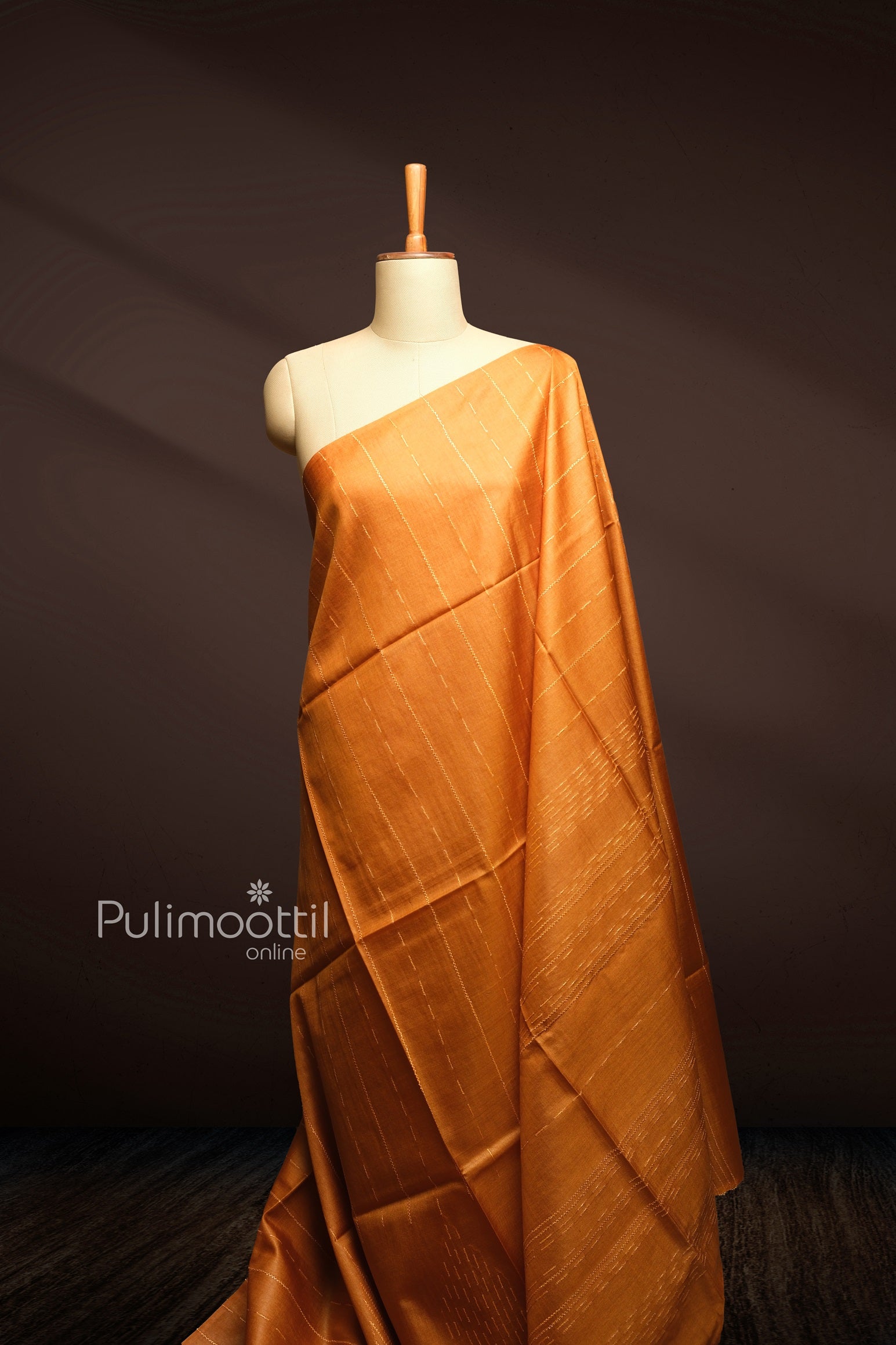 Golden yellow color Tusser silk saree