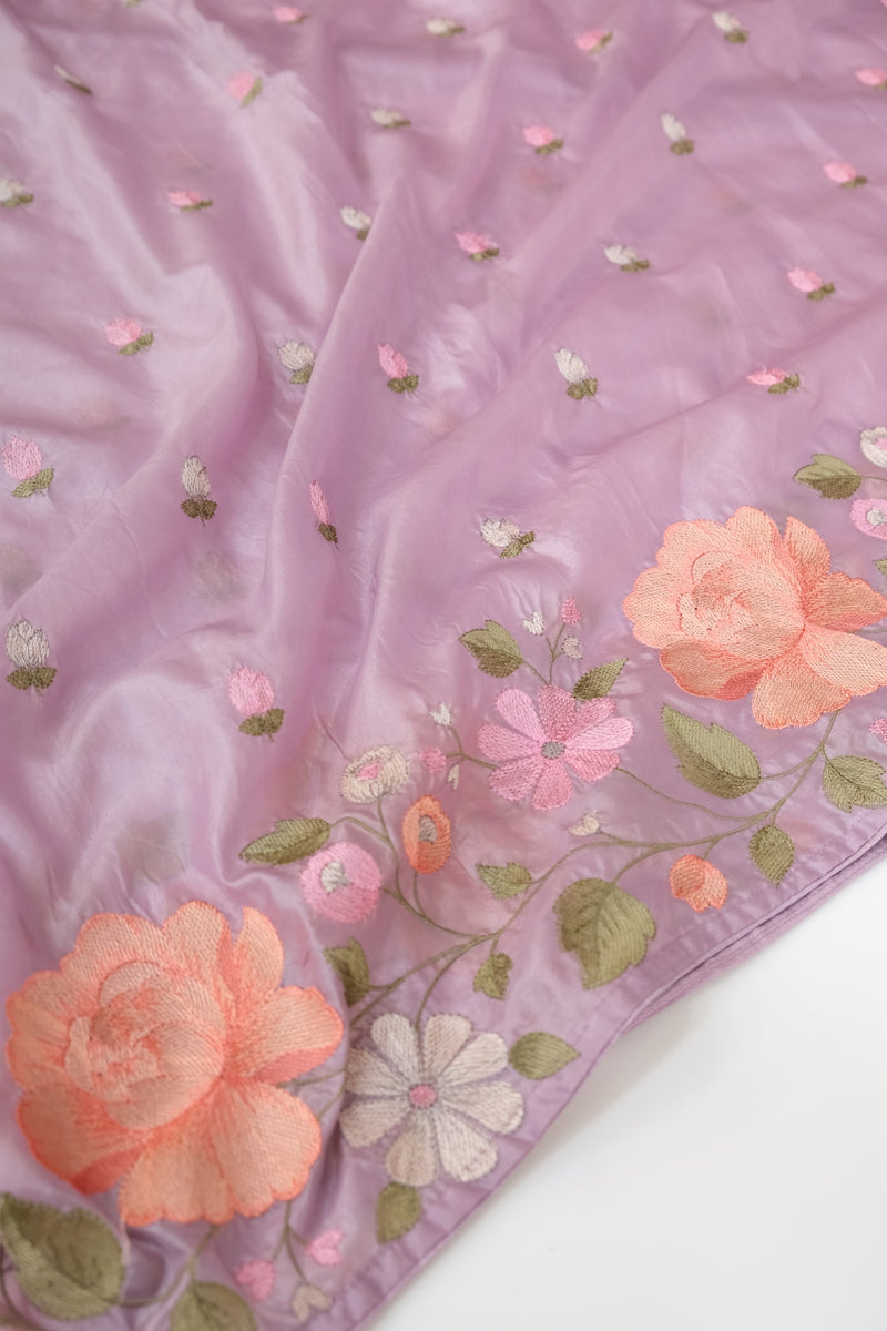 Lavender Color Organza Silk Saree