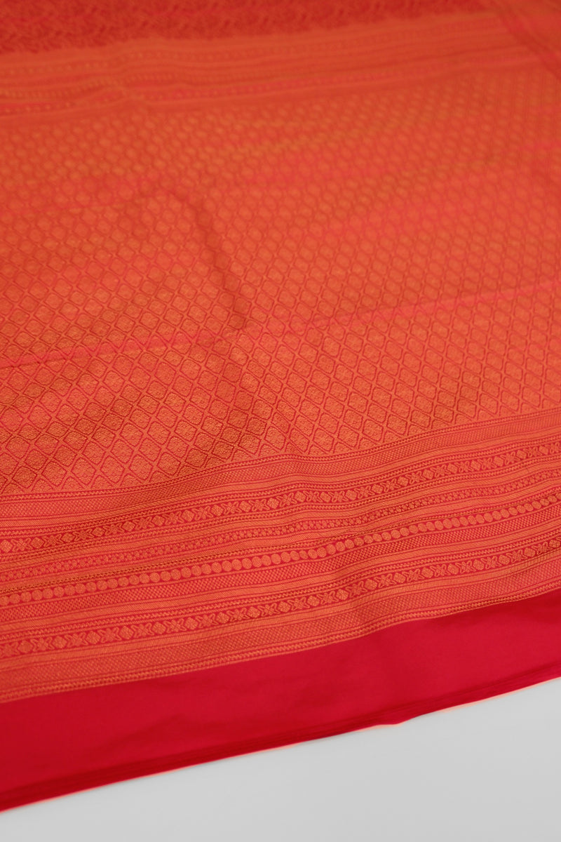 Reddish Pink Color Kanchipuram Brocade Saree