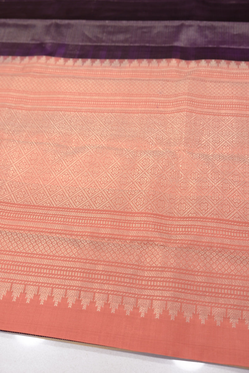 Blueberry Color Kanchipuram Soft Silk Saree