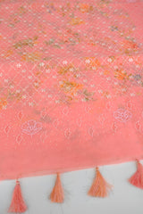 Peach Color Organza Saree