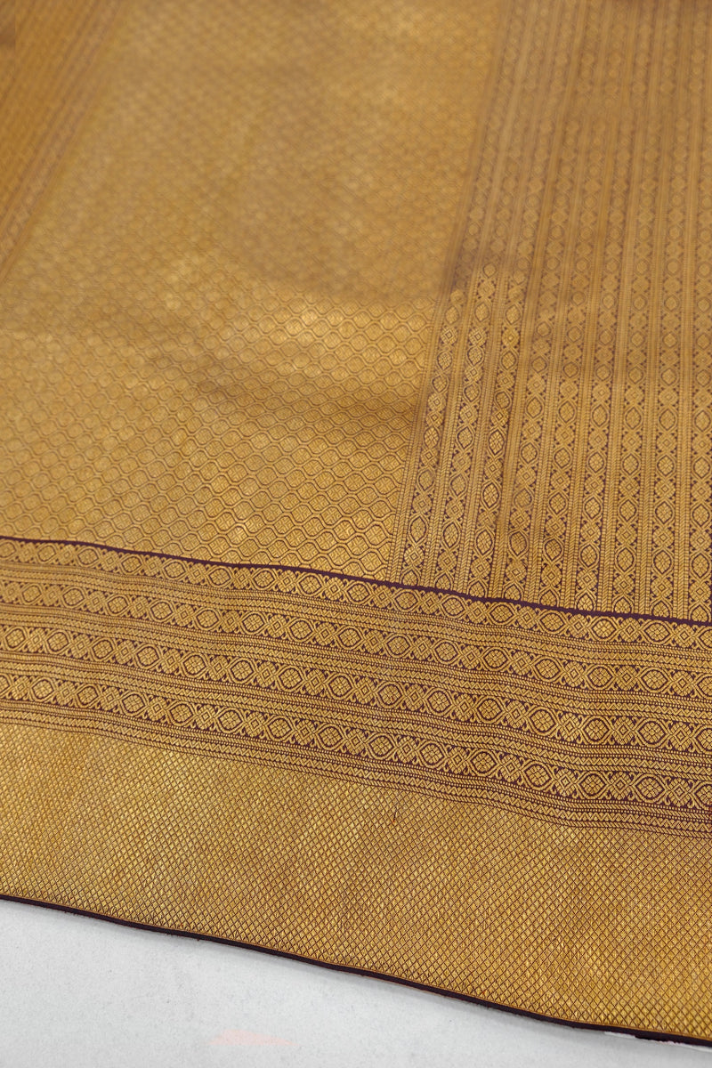 Dark Brown Color Kanchipuram Silk Saree