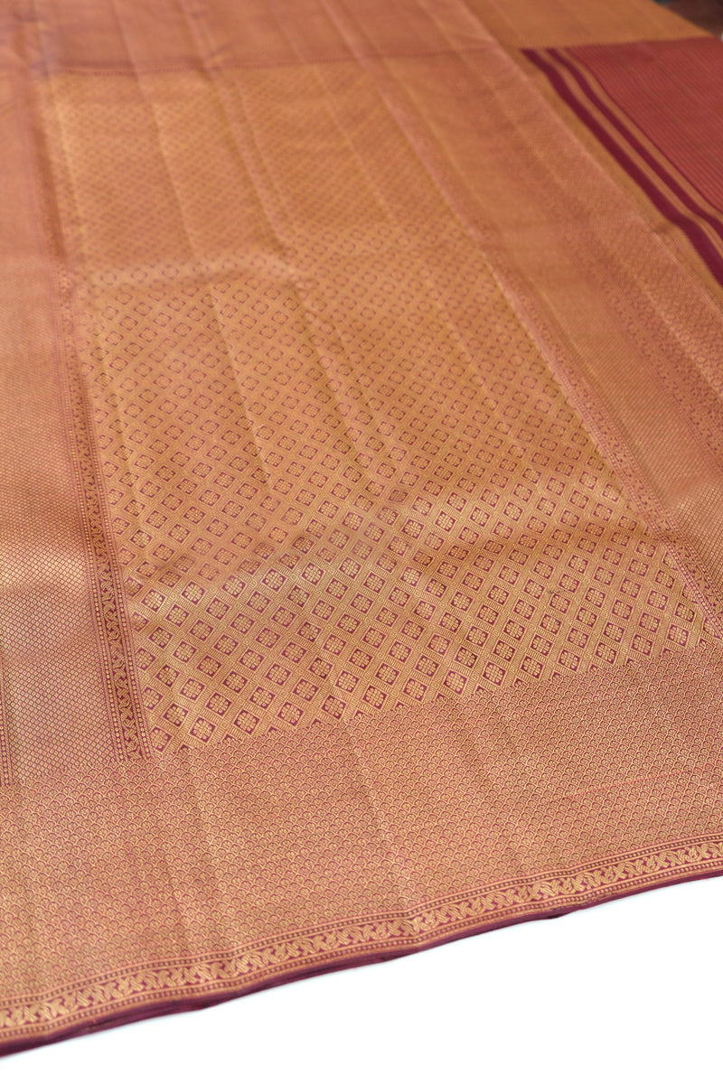 Wine Color Kanchipuram Silk Saree