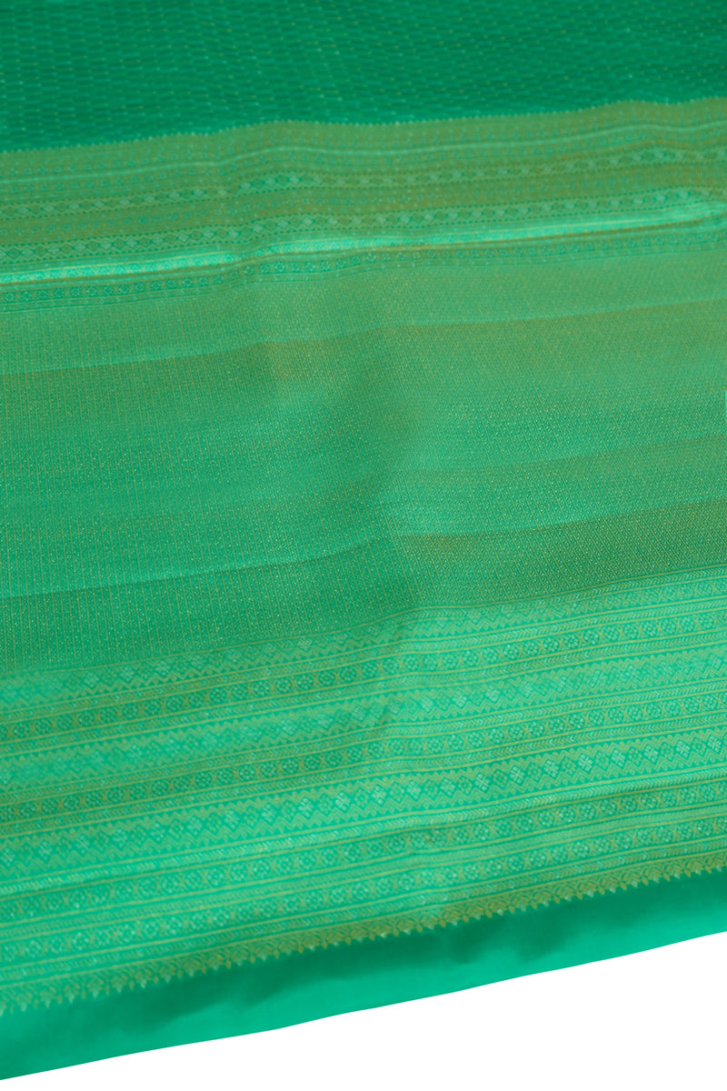 Blue–Green Color Kanchipuram Soft Silk Saree