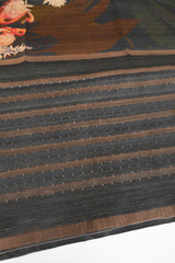 Greyish Black Color Jute Saree