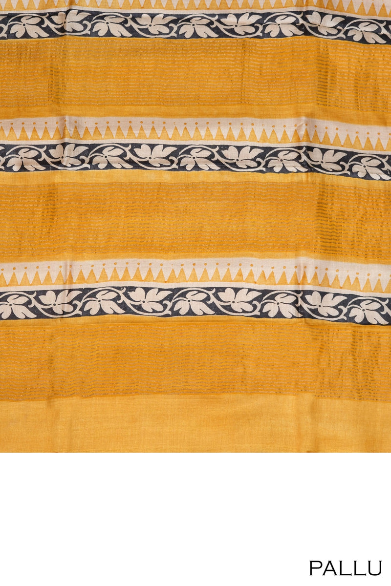 Crimson Red color pure Tusser silk saree.