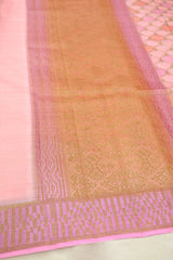 Peach Pink Color Tussar Silk Saree