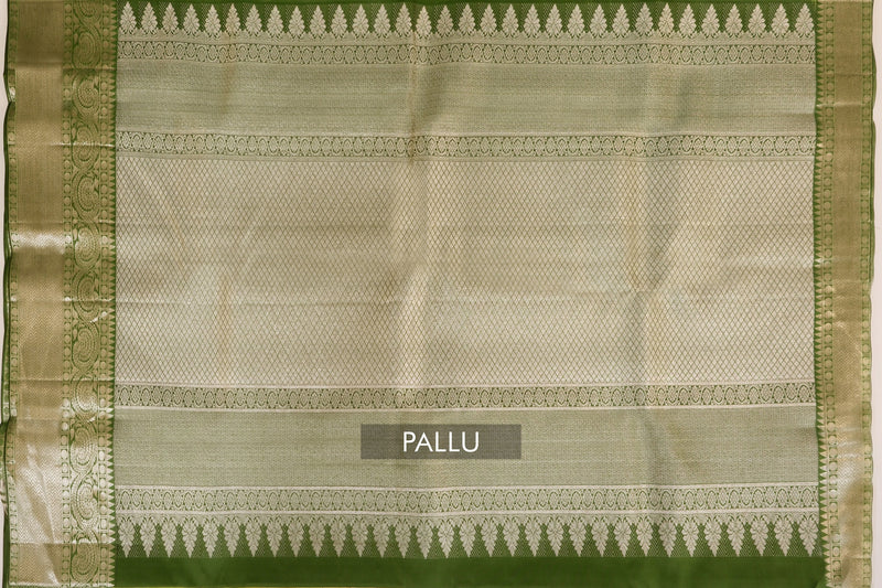 Golden Green Color Kanchipuram Soft Silk Saree