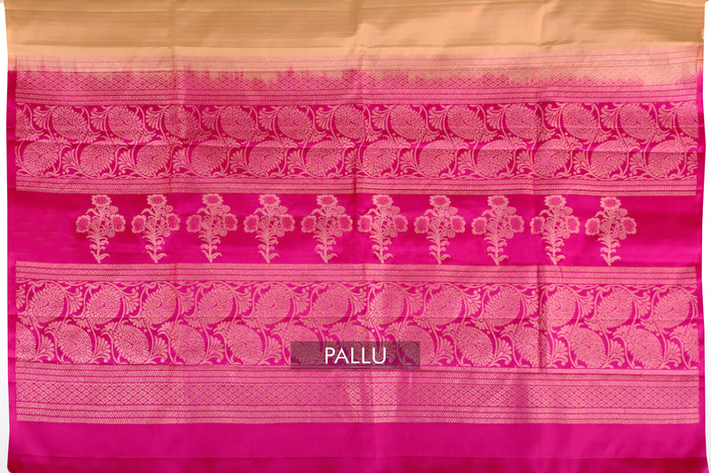 Beige Color Kanchipuram Soft Silk Saree