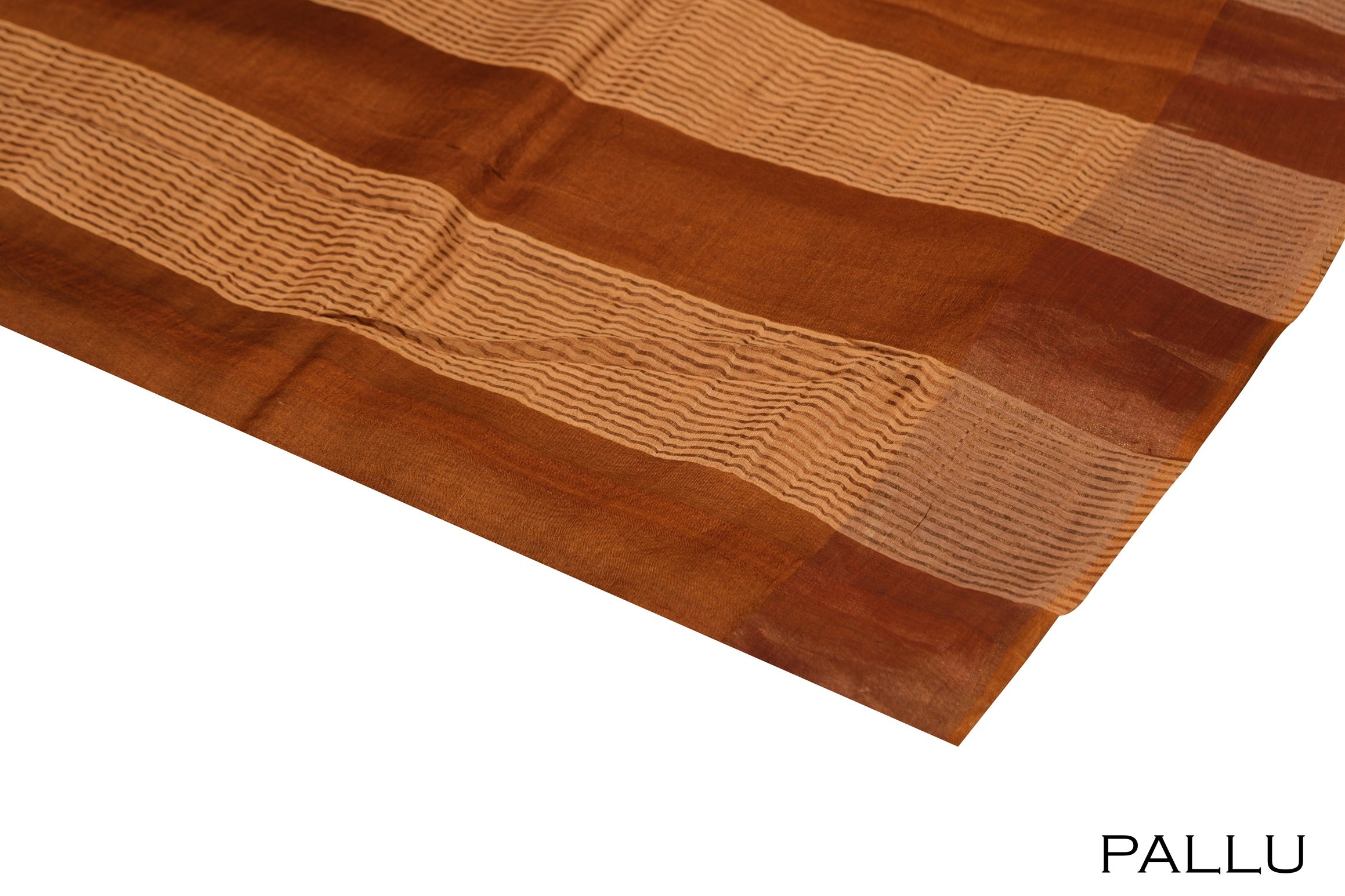 Ginger color Tusser soft silk saree.