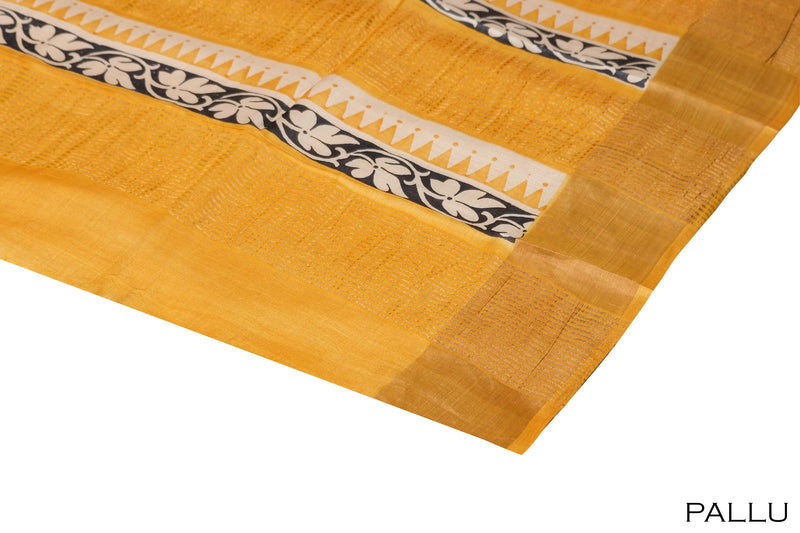 Crimson Red color pure Tusser silk saree.