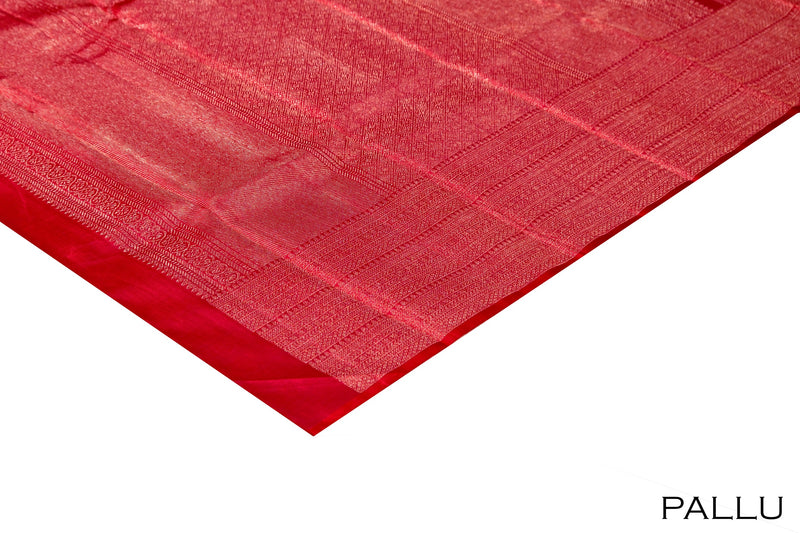 Cherry red color Kanchipuram Wedding saree