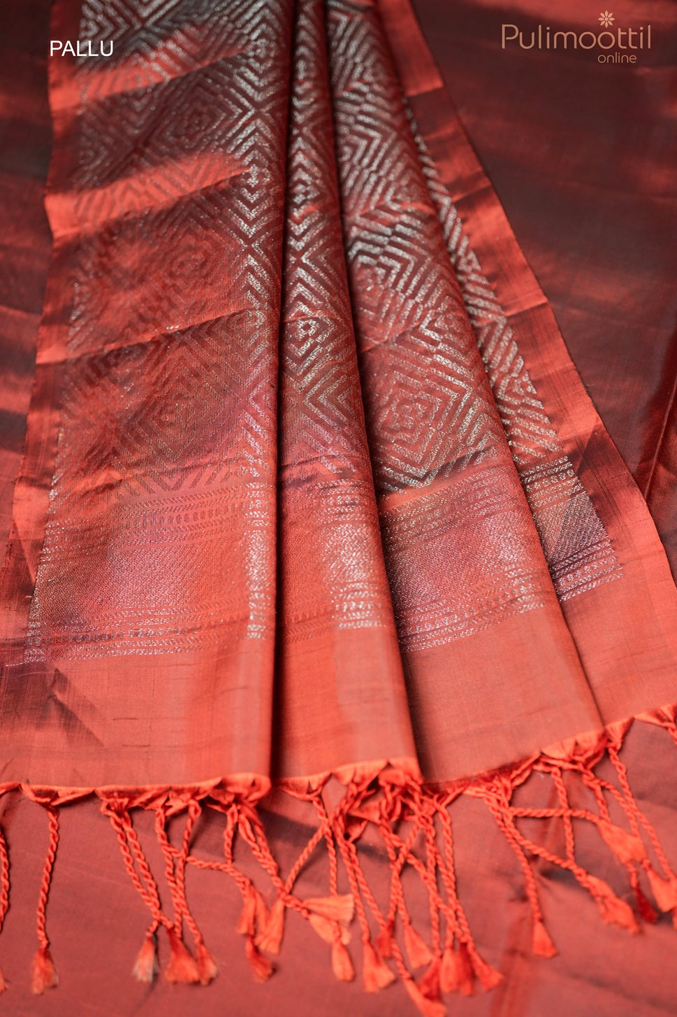 Brick Orange Red Colour Kanchipuram Soft Silk Saree