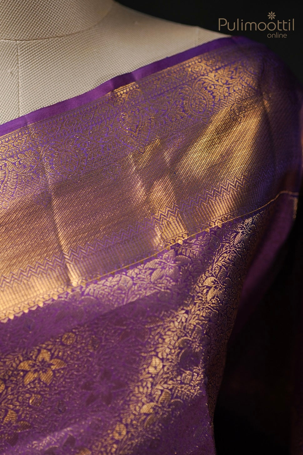 Violet Colour Kanchipuram Brocade Wedding Saree