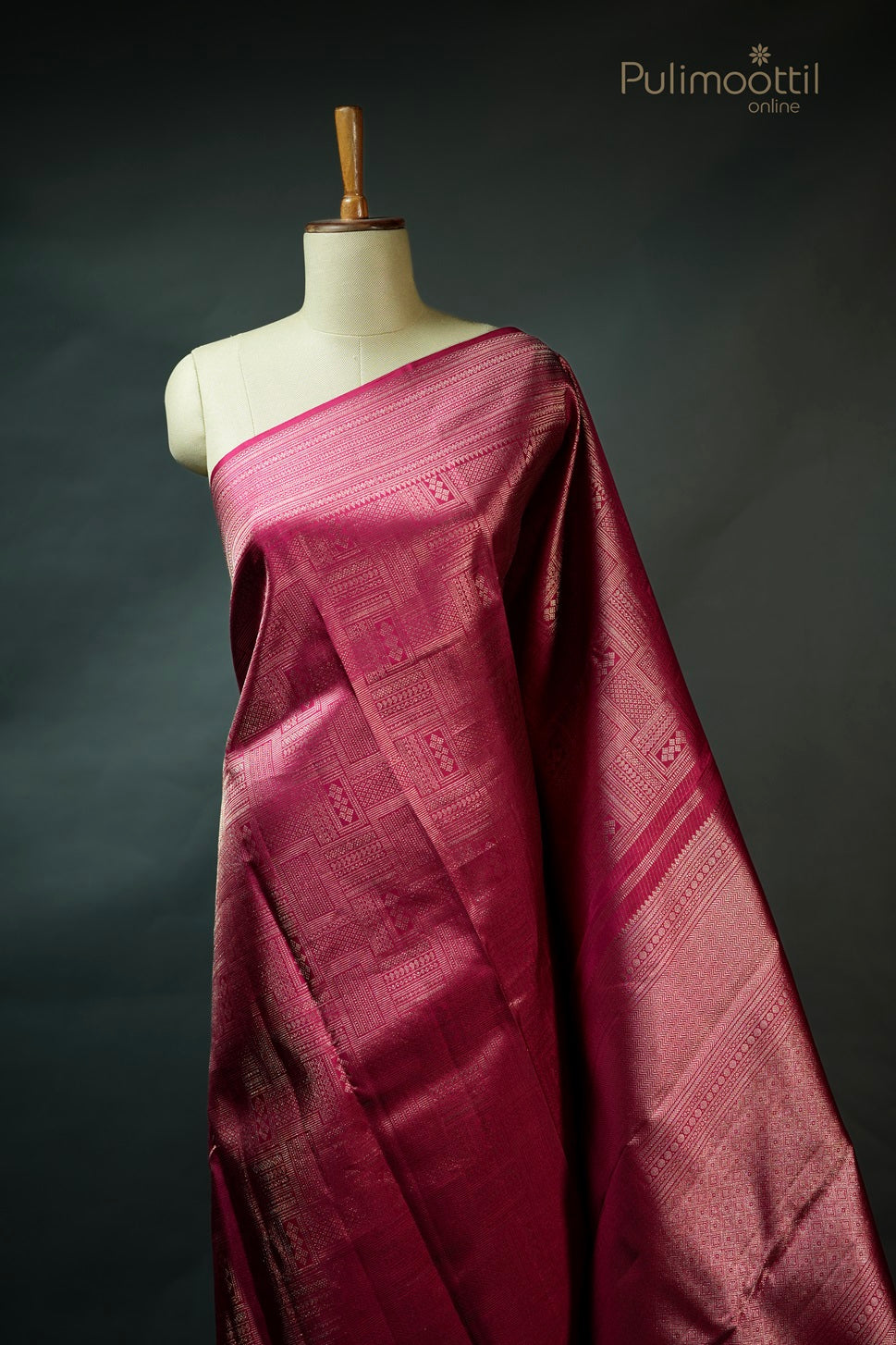 Dark Pink Colour Kanchipuram Brocade Wedding Saree